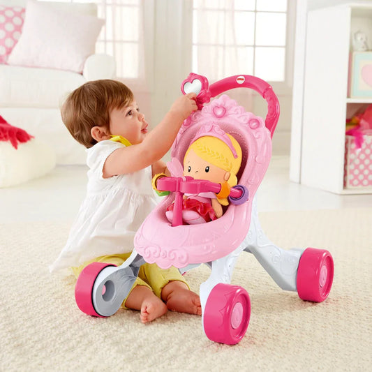 Fisher-Price Little People Princess Stroller Ride-On Toy – Toddler Push & Ride Princess Playset