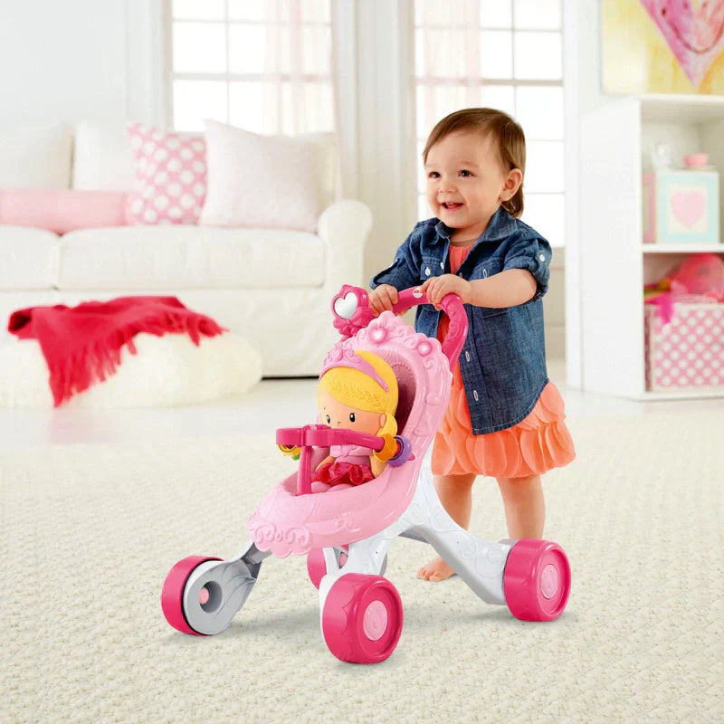 Fisher-Price Little People Princess Stroller Ride-On Toy – Toddler Push & Ride Princess Playset