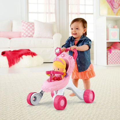 Fisher-Price Little People Princess Stroller Ride-On Toy – Toddler Push & Ride Princess Playset